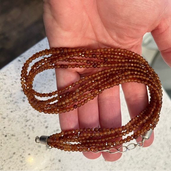 Jay King Hessonite Garnet 5 Strand Beaded Necklace. 18 inches with extender. - Picture 5 of 11